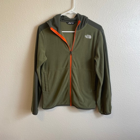 The North Face Youth L/G 14/16 Green Fleece Full Zip Hoodie Jacket Kids - Picture 1 of 8